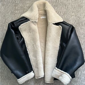 Good American “better than leather” Air Force sherpa jacket NWOT